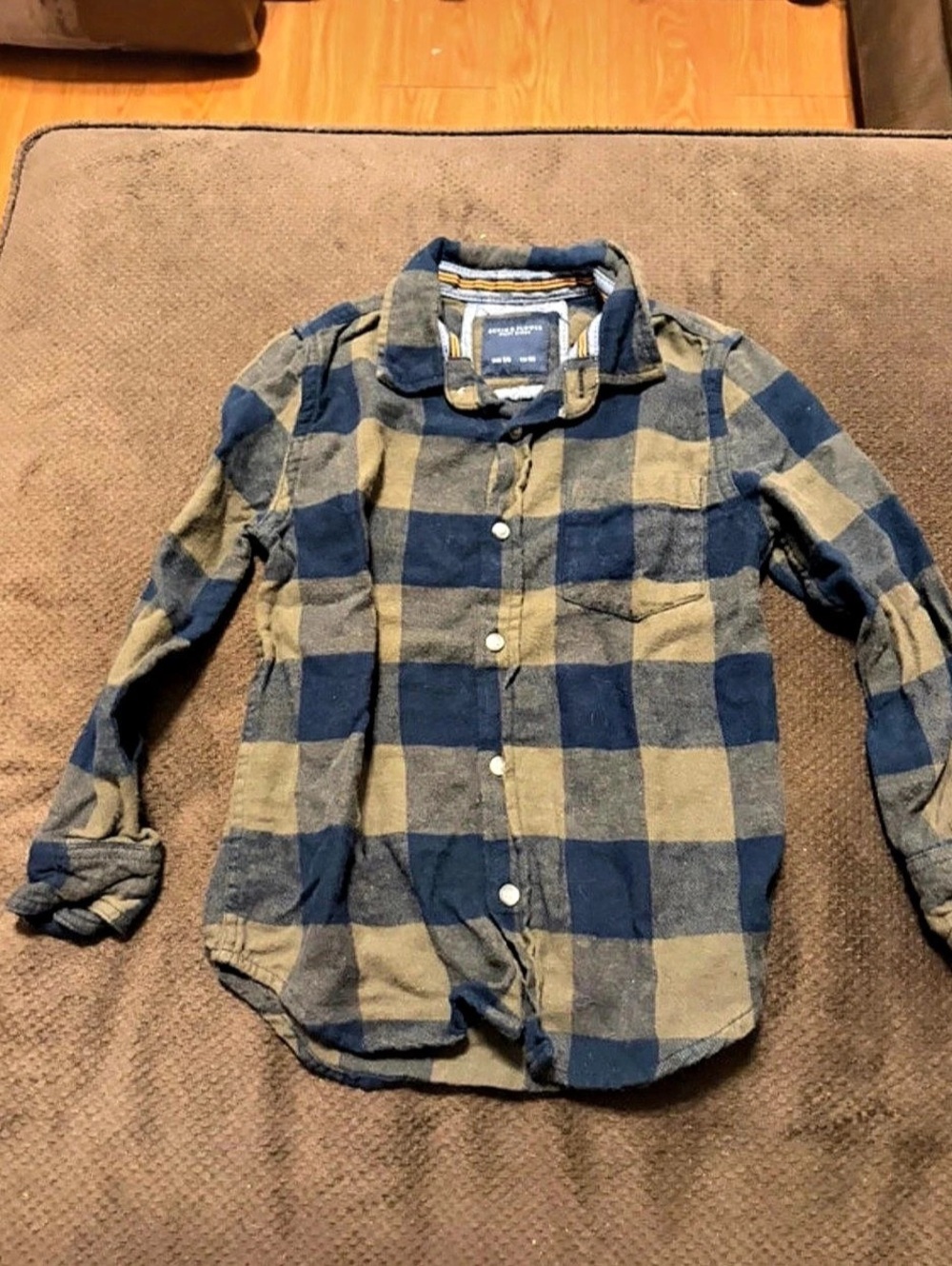 Denim & Flower Plaid Button Down Shirt Boys 5/6